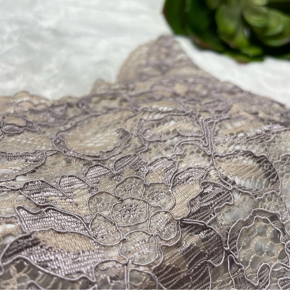 Zac Posen Truly Guipure Lace Sleeveless Special Occasion Dress in Gray Silver 2 - Picture 5 of 16